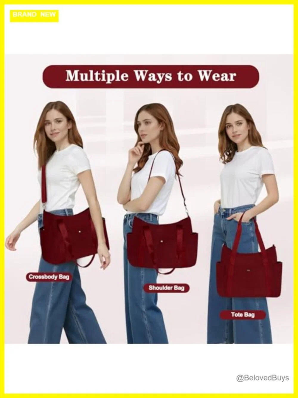 Lightweight Large Work Tote Bag Multi-pocket Shoulder Crossbody